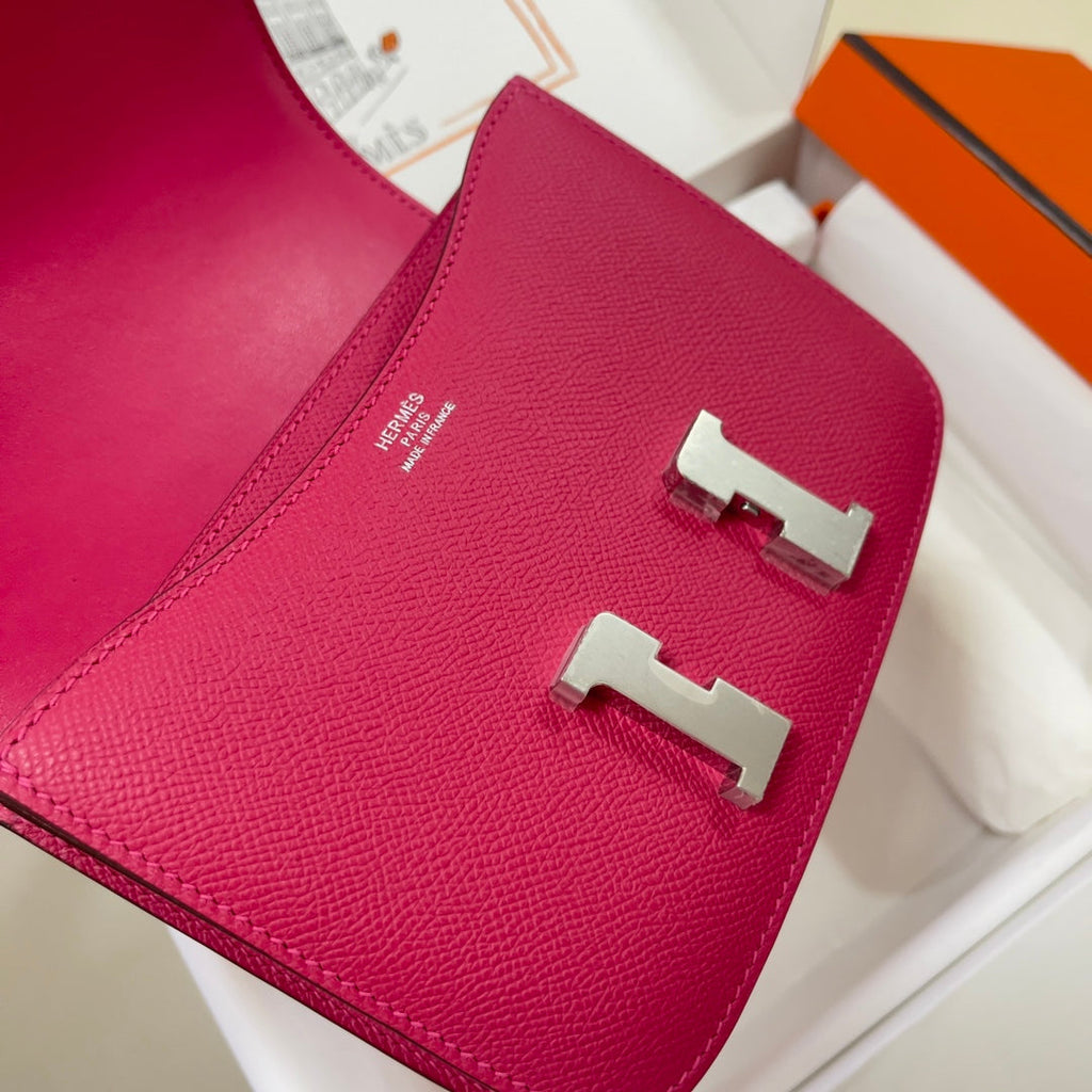 Hermes Constance Bag Plum Epsom Leather Silver H2517