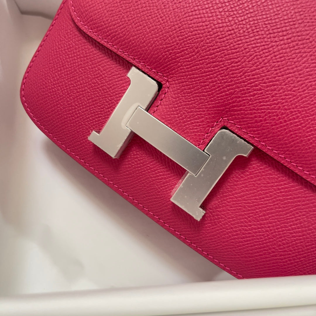Hermes Constance Bag Plum Epsom Leather Silver H2517