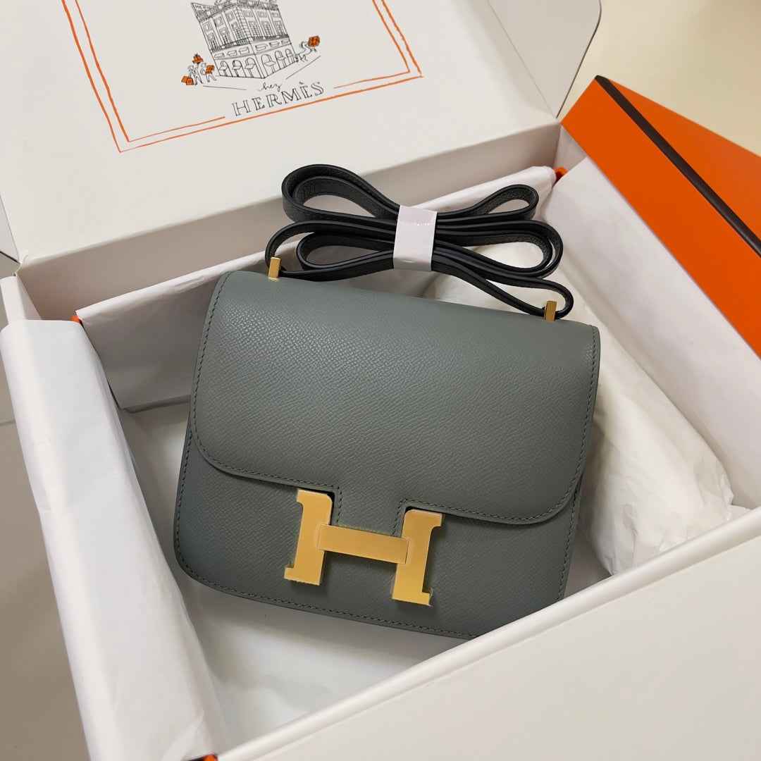 Hermes Constance Bag Dark Gray Epsom Leather Gold H2518