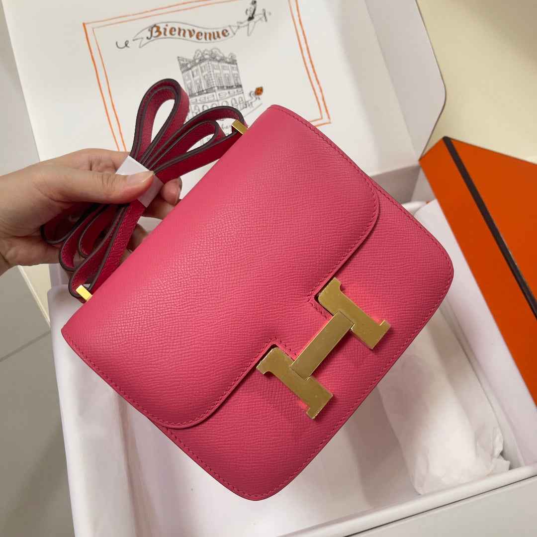 Hermes Constance Bag Dark Pink Epsom Leather Gold H2520