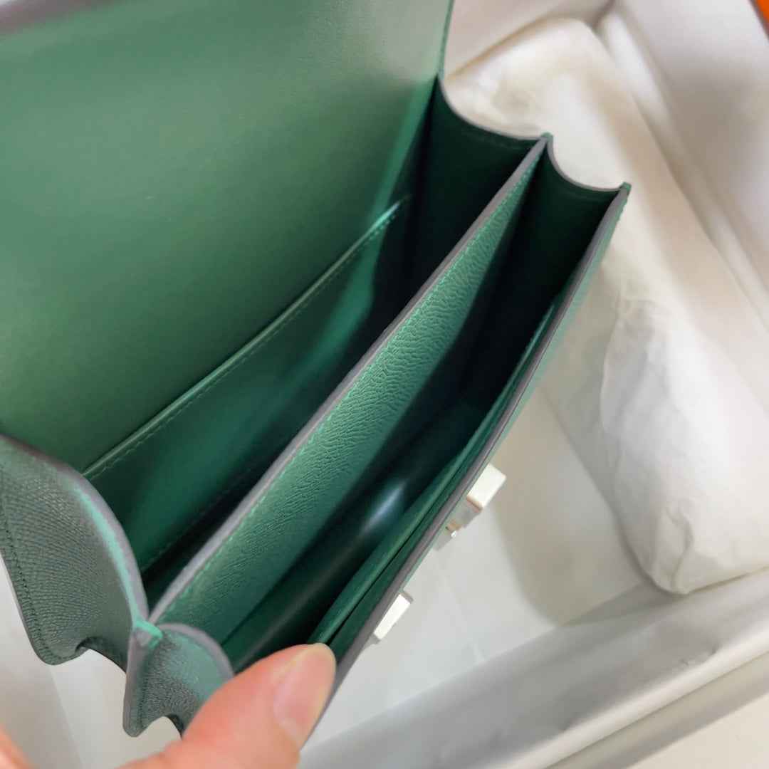 Hermes Constance Bag Dark Green Epsom Leather Silver H2529