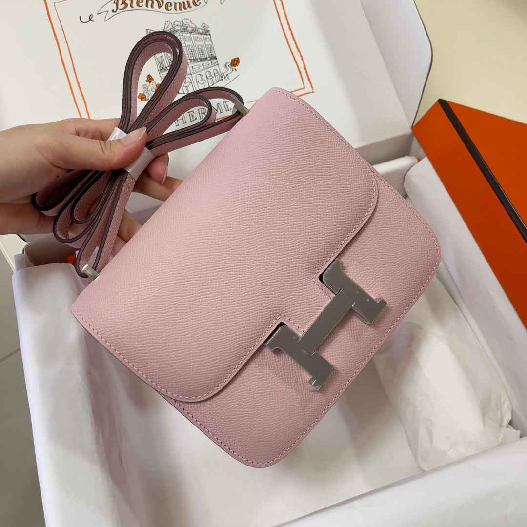 Hermes Constance Bag Light Pink Epsom Leather Silver H2531