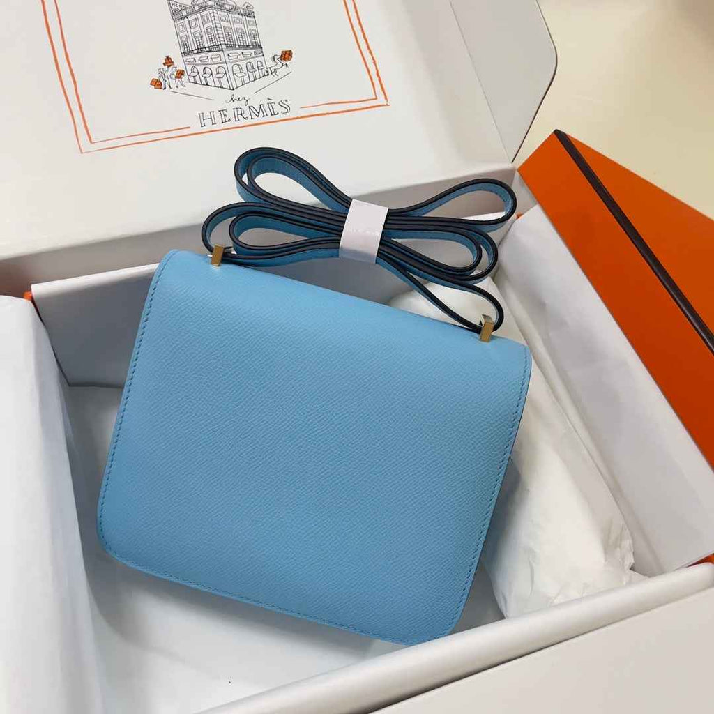 Hermes Constance Bag Blue Epsom Leather Gold H2524