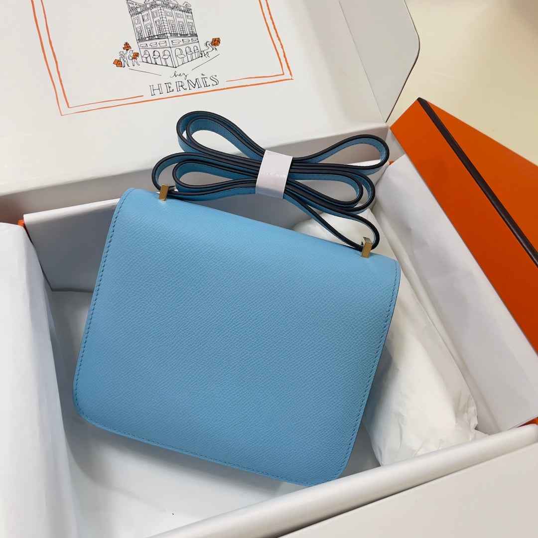 Hermes Constance Bag Blue Epsom Leather Gold H2524