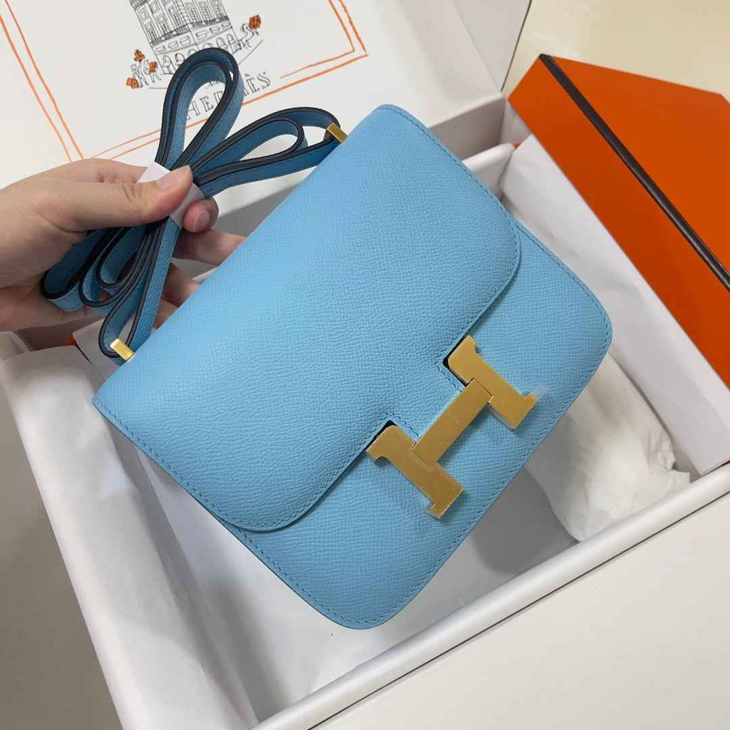 Hermes Constance Bag Blue Epsom Leather Gold H2524
