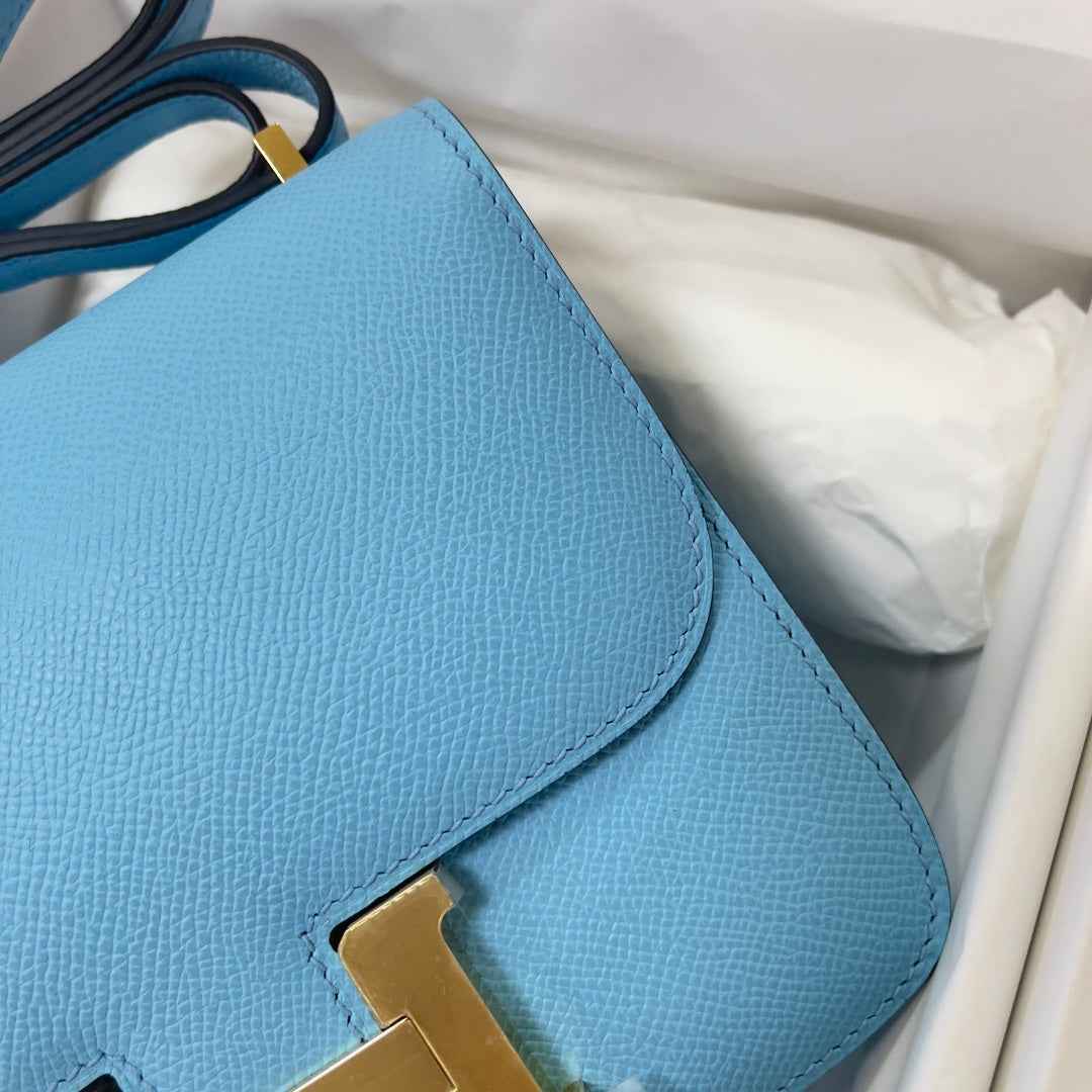 Hermes Constance Bag Blue Epsom Leather Gold H2524