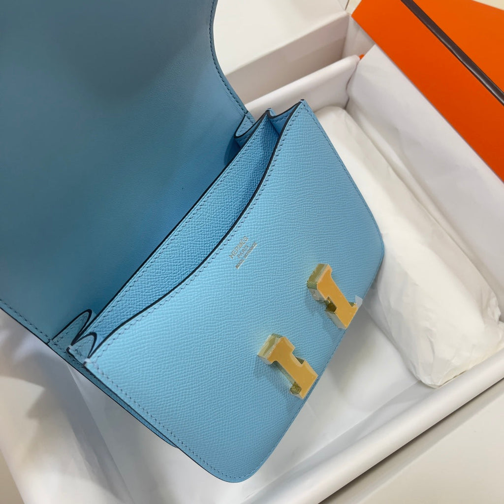 Hermes Constance Bag Blue Epsom Leather Gold H2524
