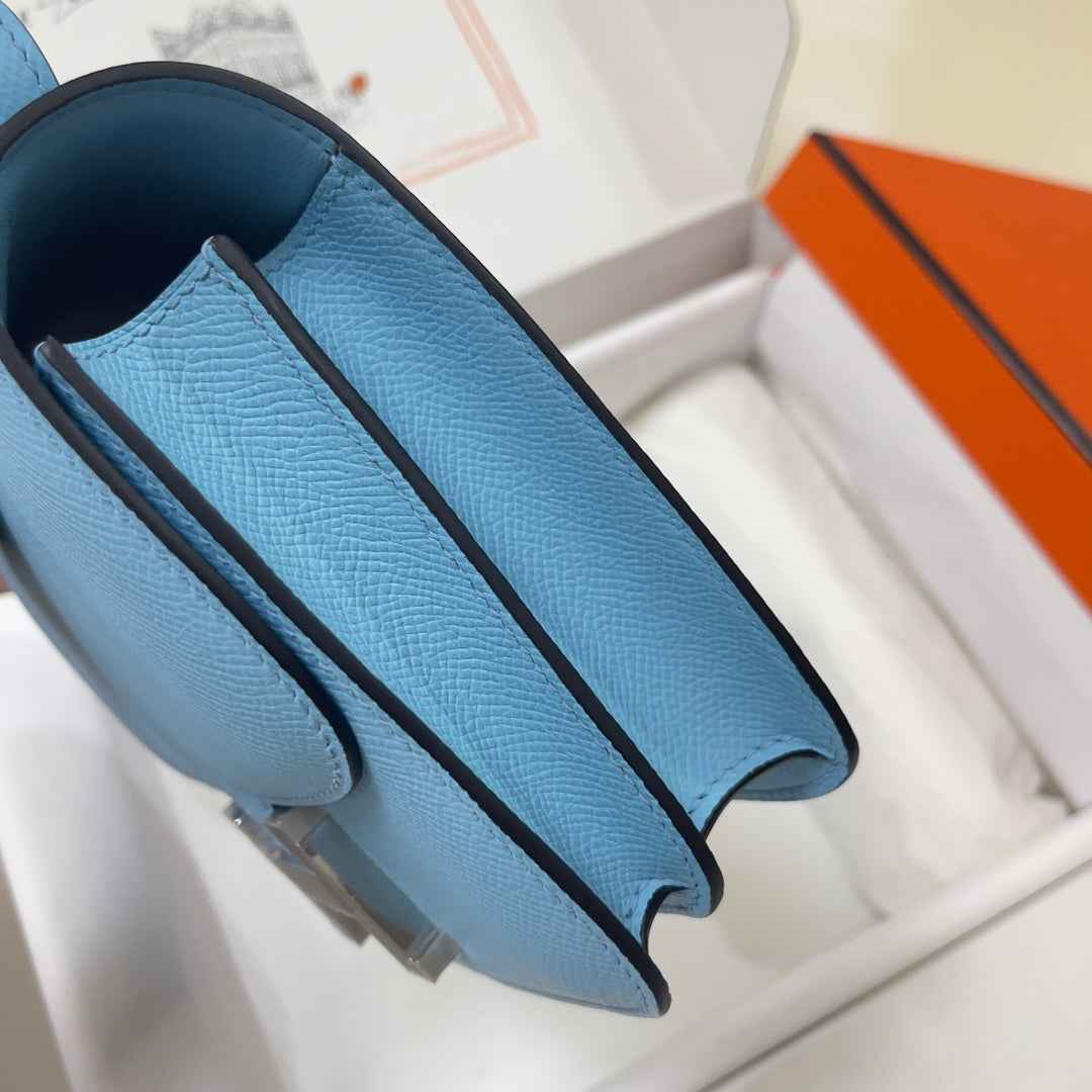 Hermes Constance Bag Blue Epsom Leather Silver H2525