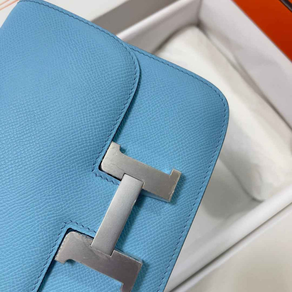 Hermes Constance Bag Blue Epsom Leather Silver H2525