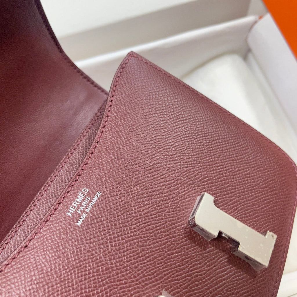 Hermes Constance Bag Wine Red Epsom Leather Silver H2533