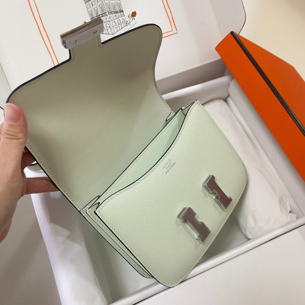 Hermes Constance Bag Light Green Epsom Leather Silver H2535