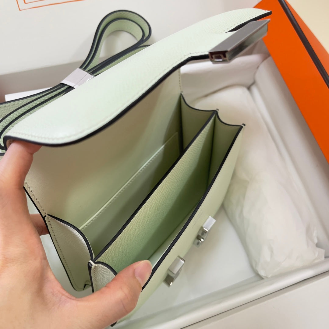 Hermes Constance Bag Light Green Epsom Leather Silver H2535