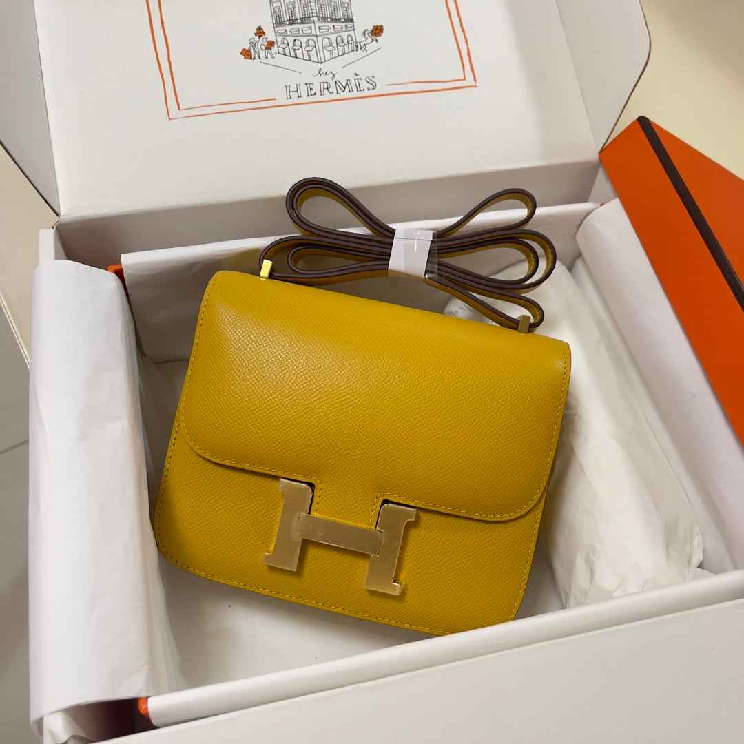 Hermes Constance Bag Dark Yellow Epsom Leather Gold H2536