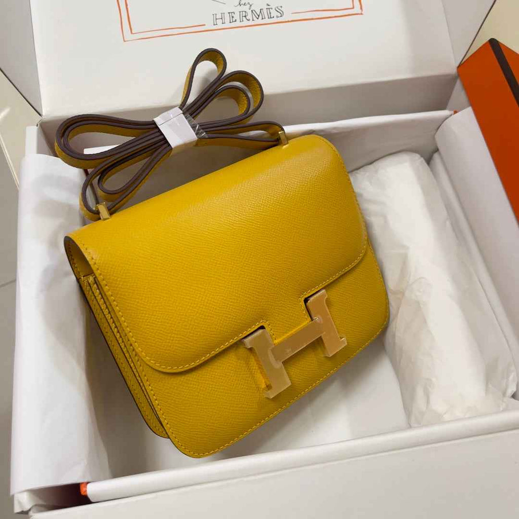 Hermes Constance Bag Dark Yellow Epsom Leather Gold H2536