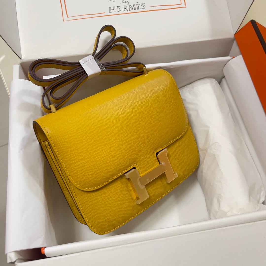 Hermes Constance Bag Dark Yellow Epsom Leather Gold H2536