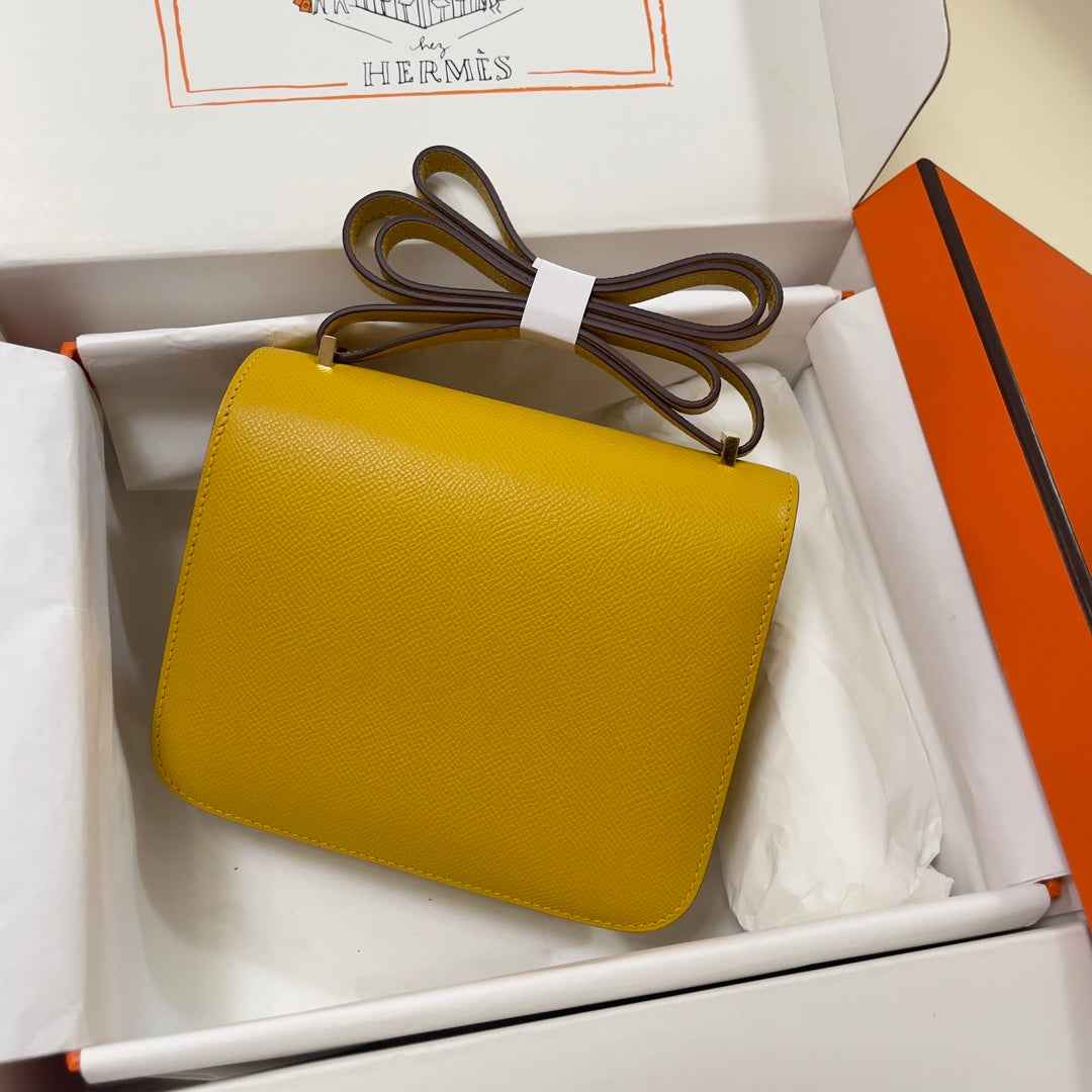 Hermes Constance Bag Dark Yellow Epsom Leather Gold H2536