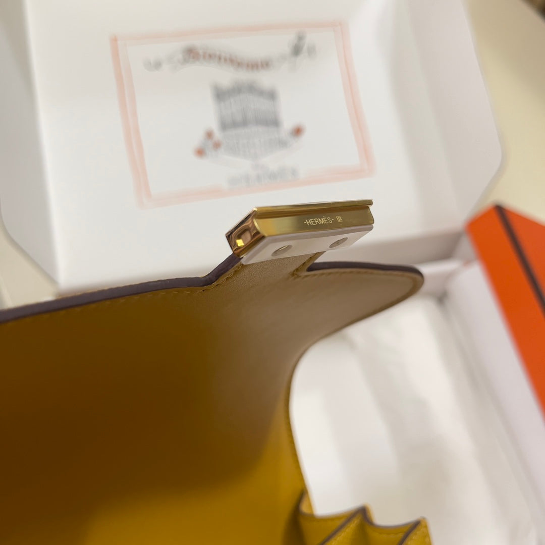 Hermes Constance Bag Dark Yellow Epsom Leather Gold H2536