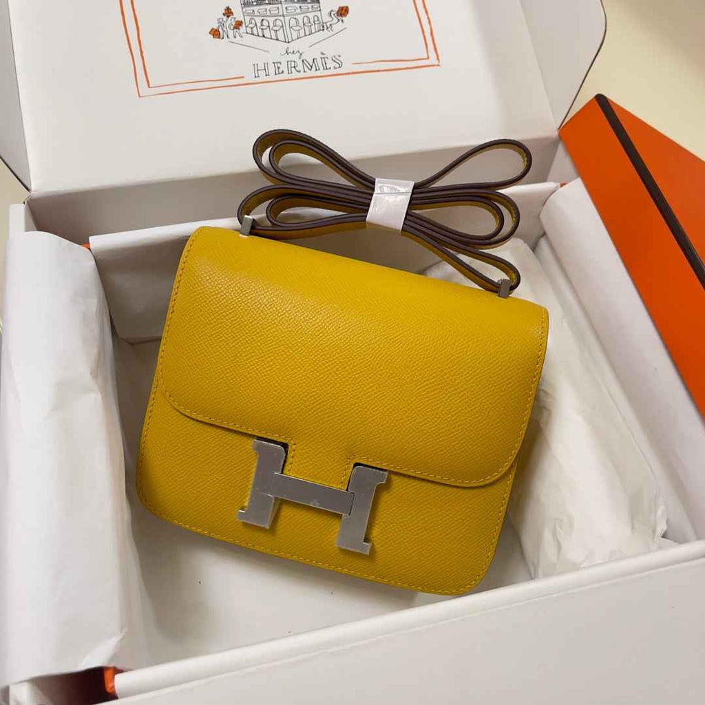 Hermes Constance Bag Dark Yellow Epsom Leather Silver H2537