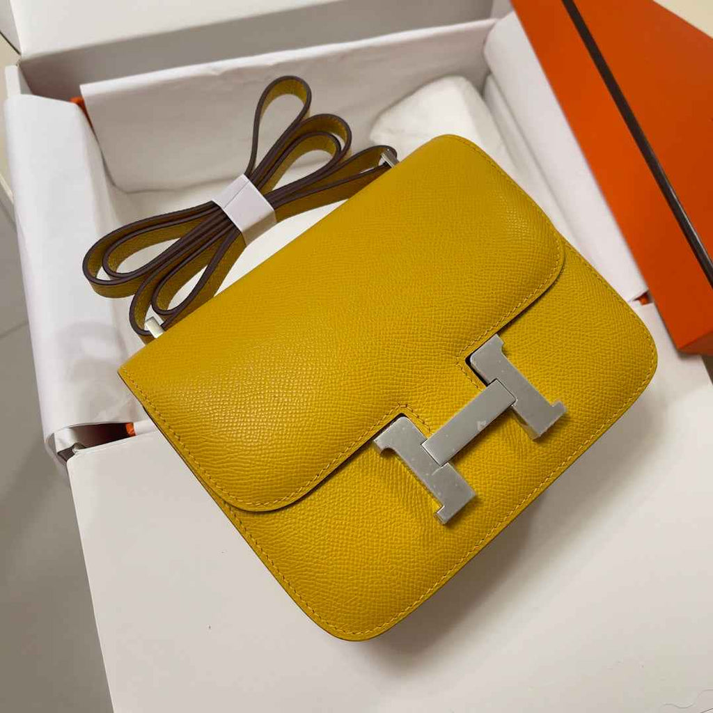 Hermes Constance Bag Dark Yellow Epsom Leather Silver H2537