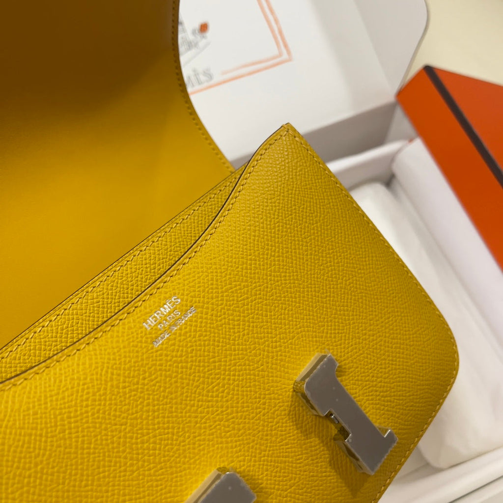 Hermes Constance Bag Dark Yellow Epsom Leather Silver H2537
