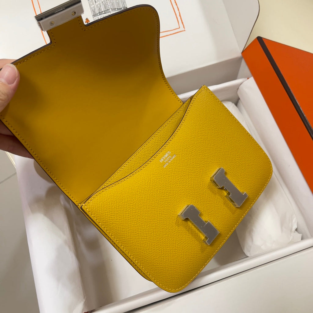 Hermes Constance Bag Dark Yellow Epsom Leather Silver H2537