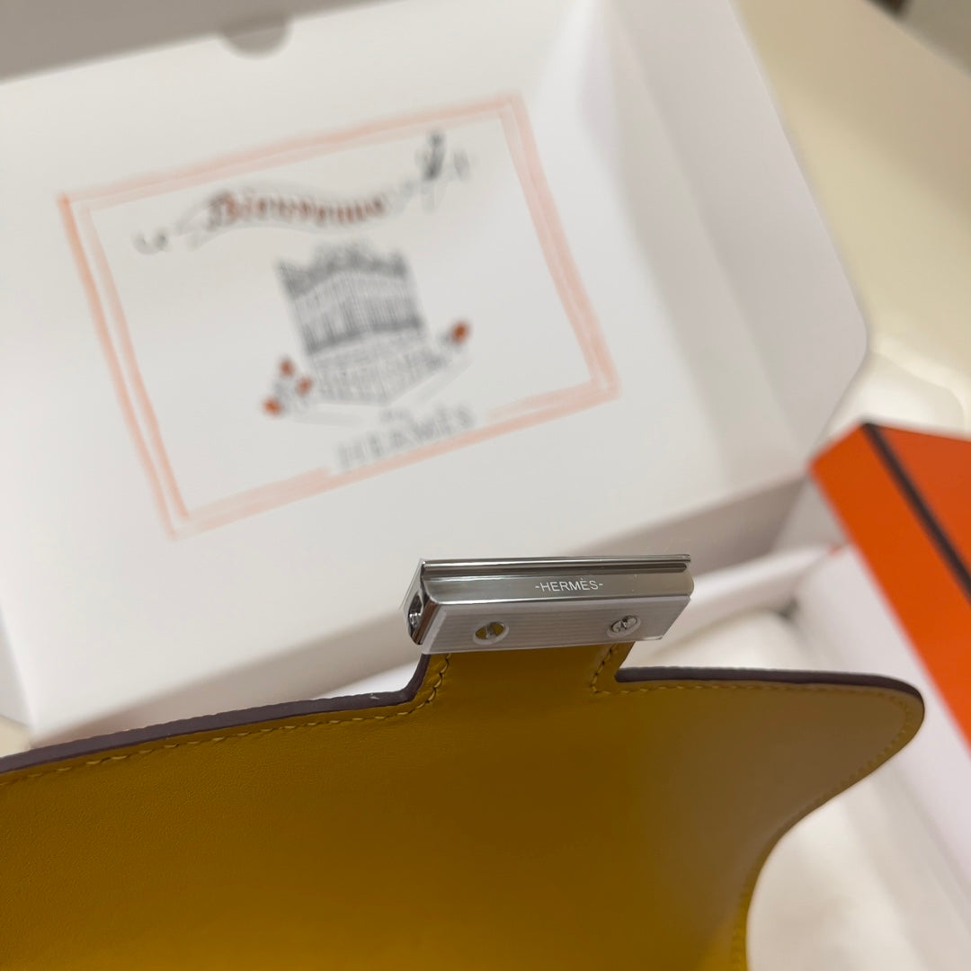 Hermes Constance Bag Dark Yellow Epsom Leather Silver H2537