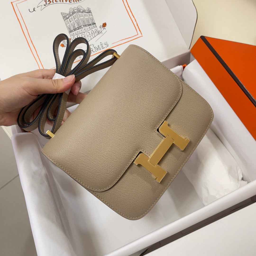 Hermes Constance Bag Epsom Gray Leather Gold H2540