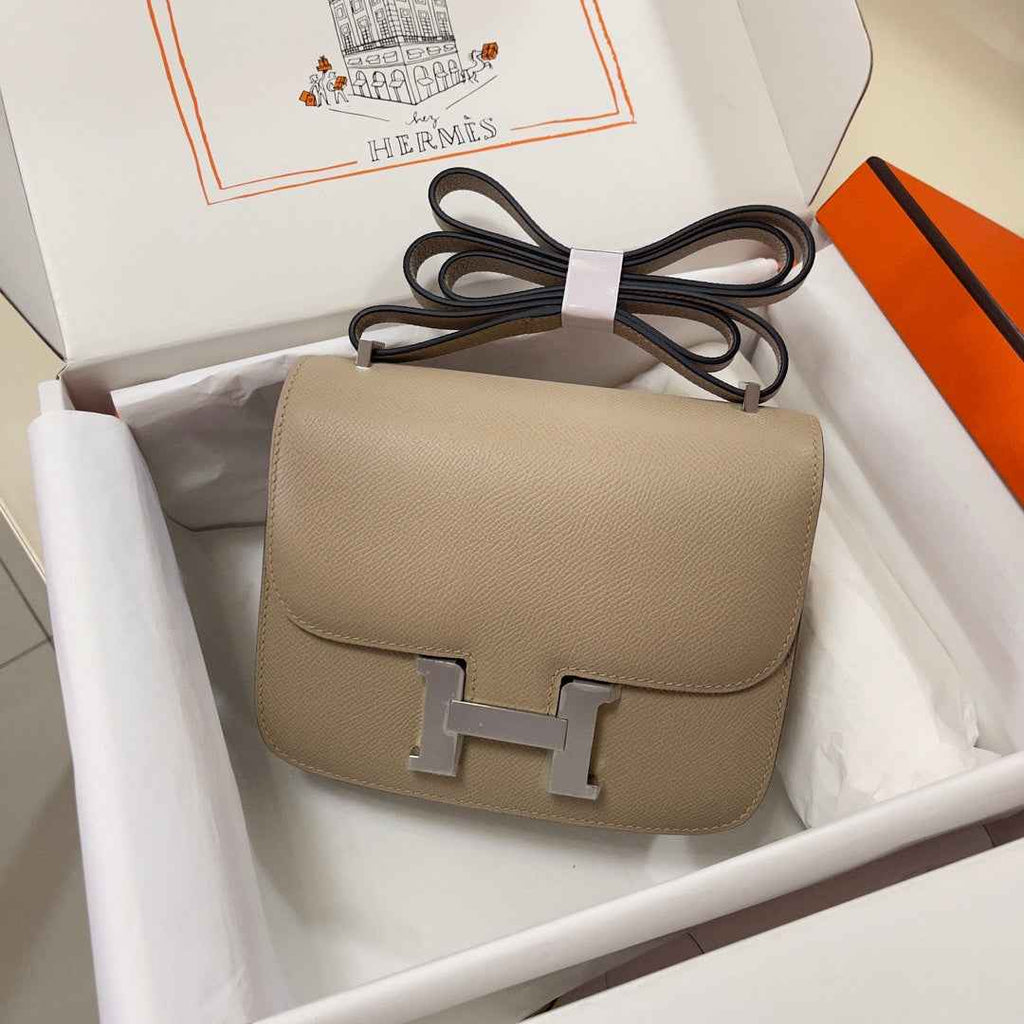 Hermes Constance Bag Epsom Gray Leather Silver H2541