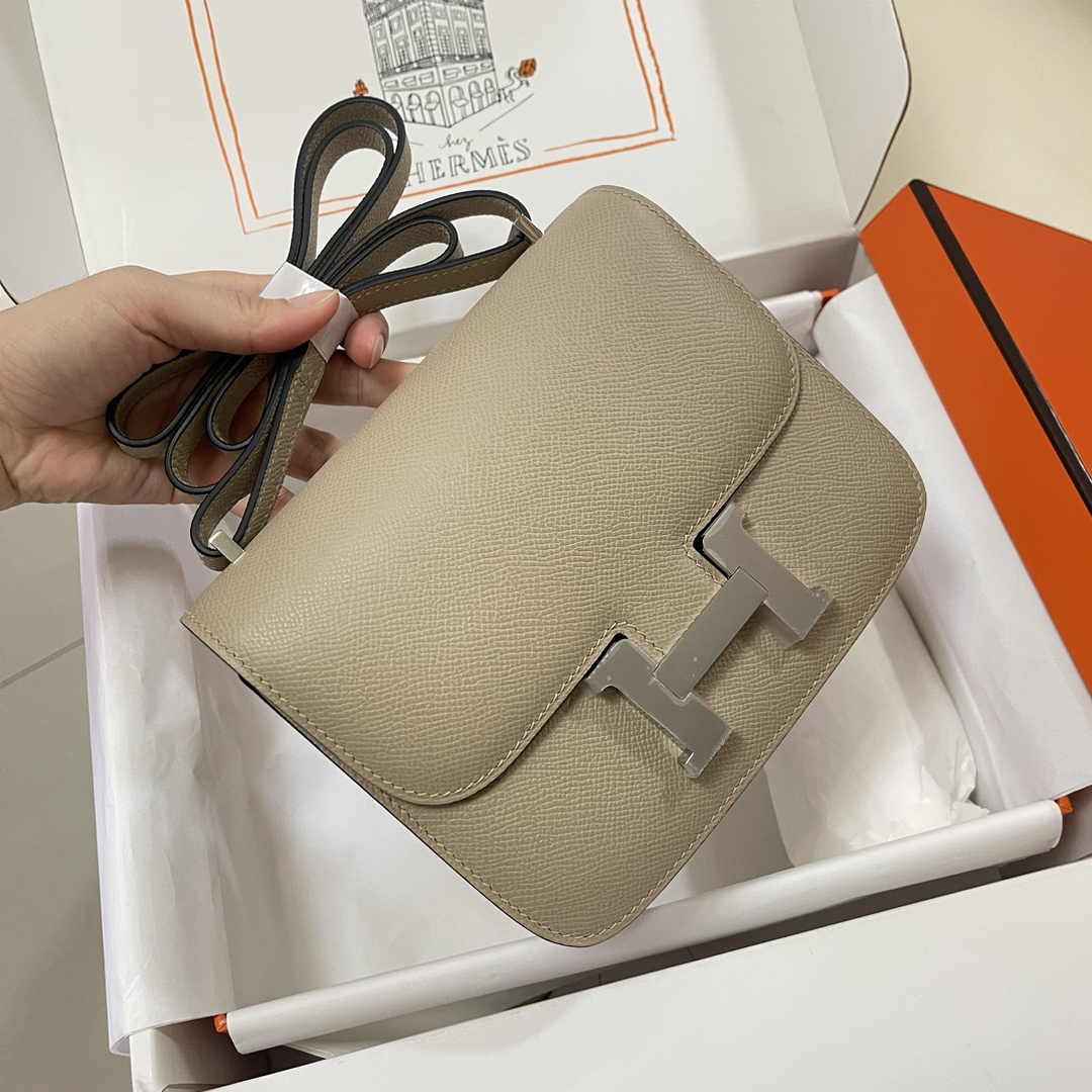 Hermes Constance Bag Epsom Gray Leather Silver H2541