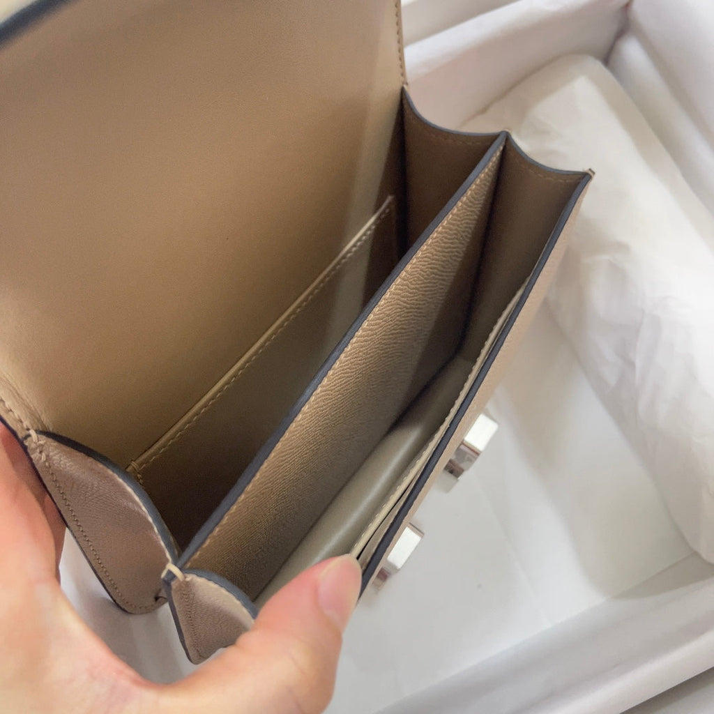 Hermes Constance Bag Epsom Gray Leather Silver H2541