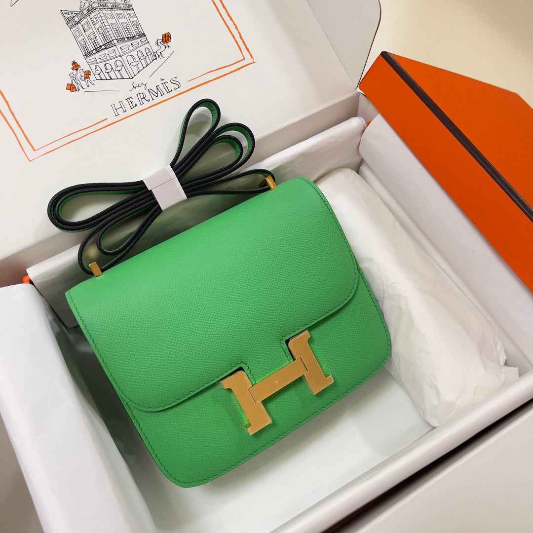 Hermes Constance Bag Epsom Green Leather Gold H2542