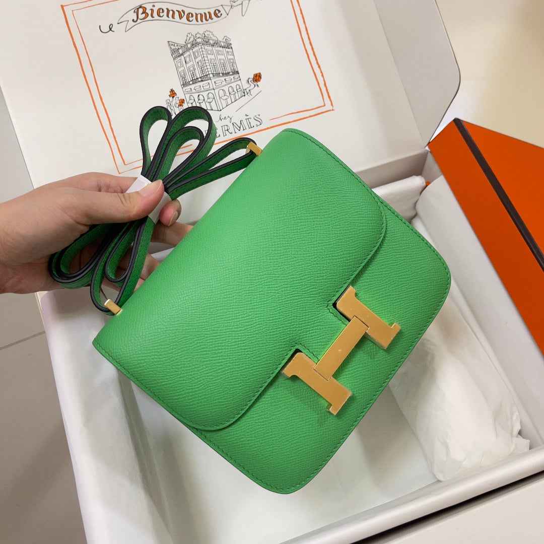 Hermes Constance Bag Epsom Green Leather Gold H2542