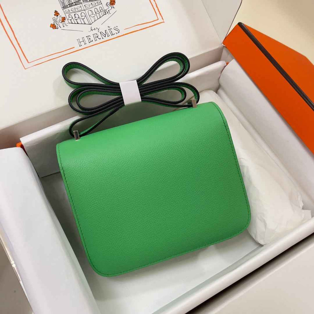 Hermes Constance Bag Epsom Green Leather Silver H2543