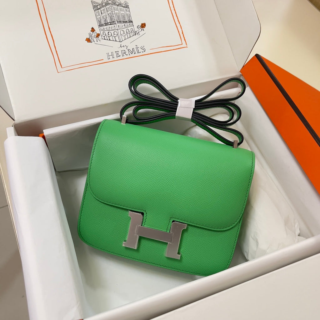 Hermes Constance Bag Epsom Green Leather Silver H2543