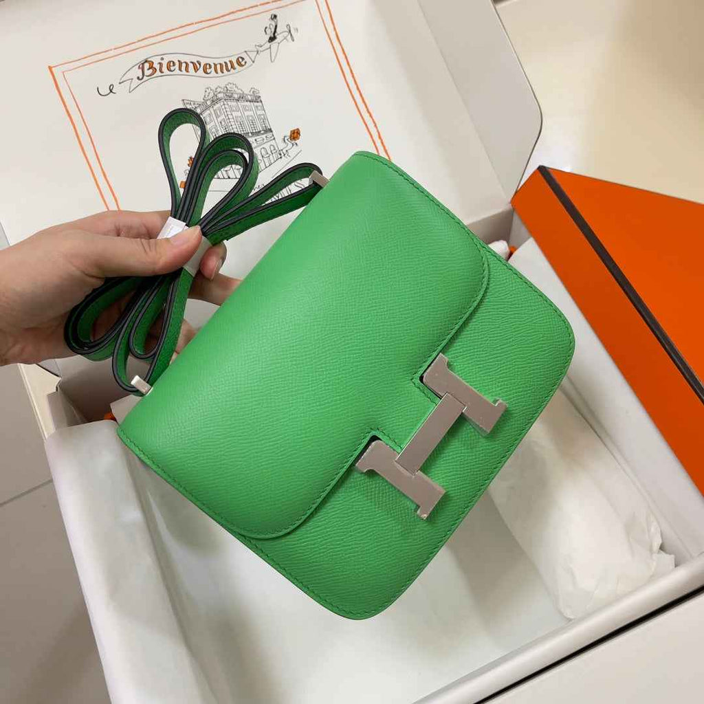 Hermes Constance Bag Epsom Green Leather Silver H2543