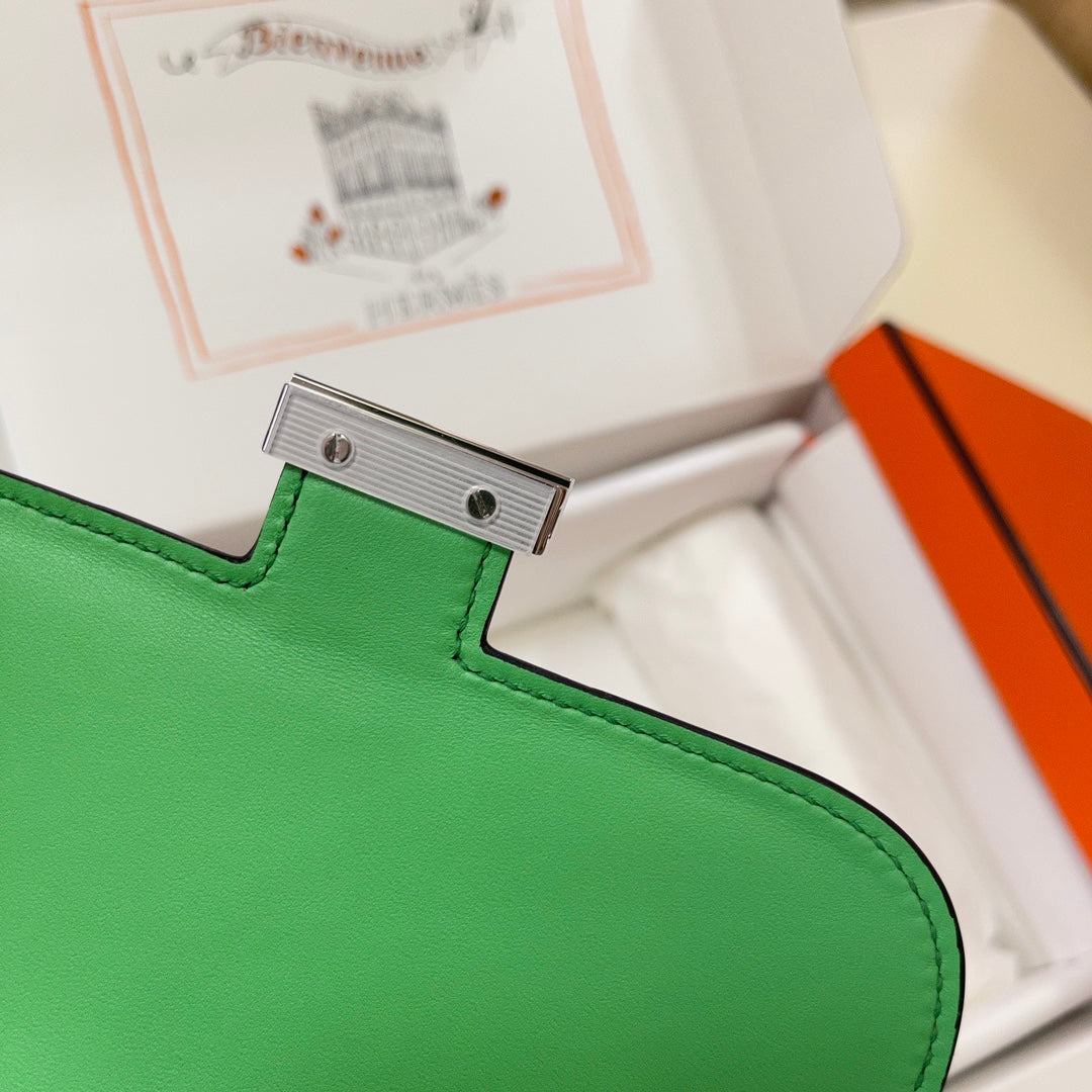 Hermes Constance Bag Epsom Green Leather Silver H2543