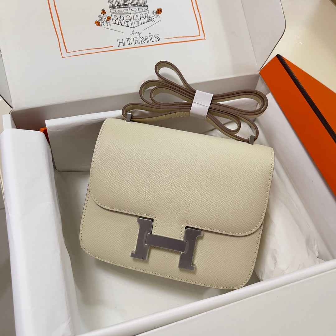 Hermes Constance Bag Epsom Beige Leather Silver H2545