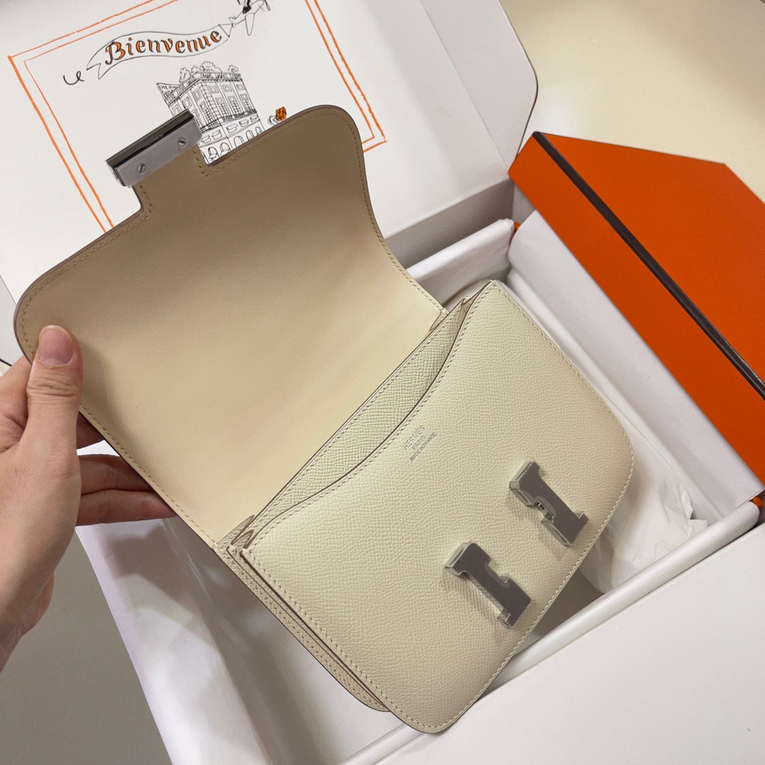 Hermes Constance Bag Epsom Beige Leather Silver H2545