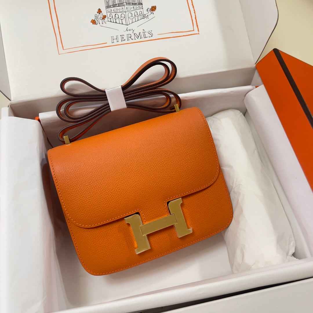 Hermes Constance Bag Epsom Orange Leather Gold H2546