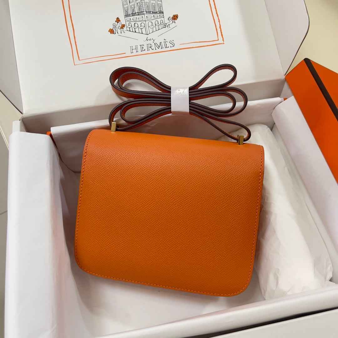 Hermes Constance Bag Epsom Orange Leather Gold H2546