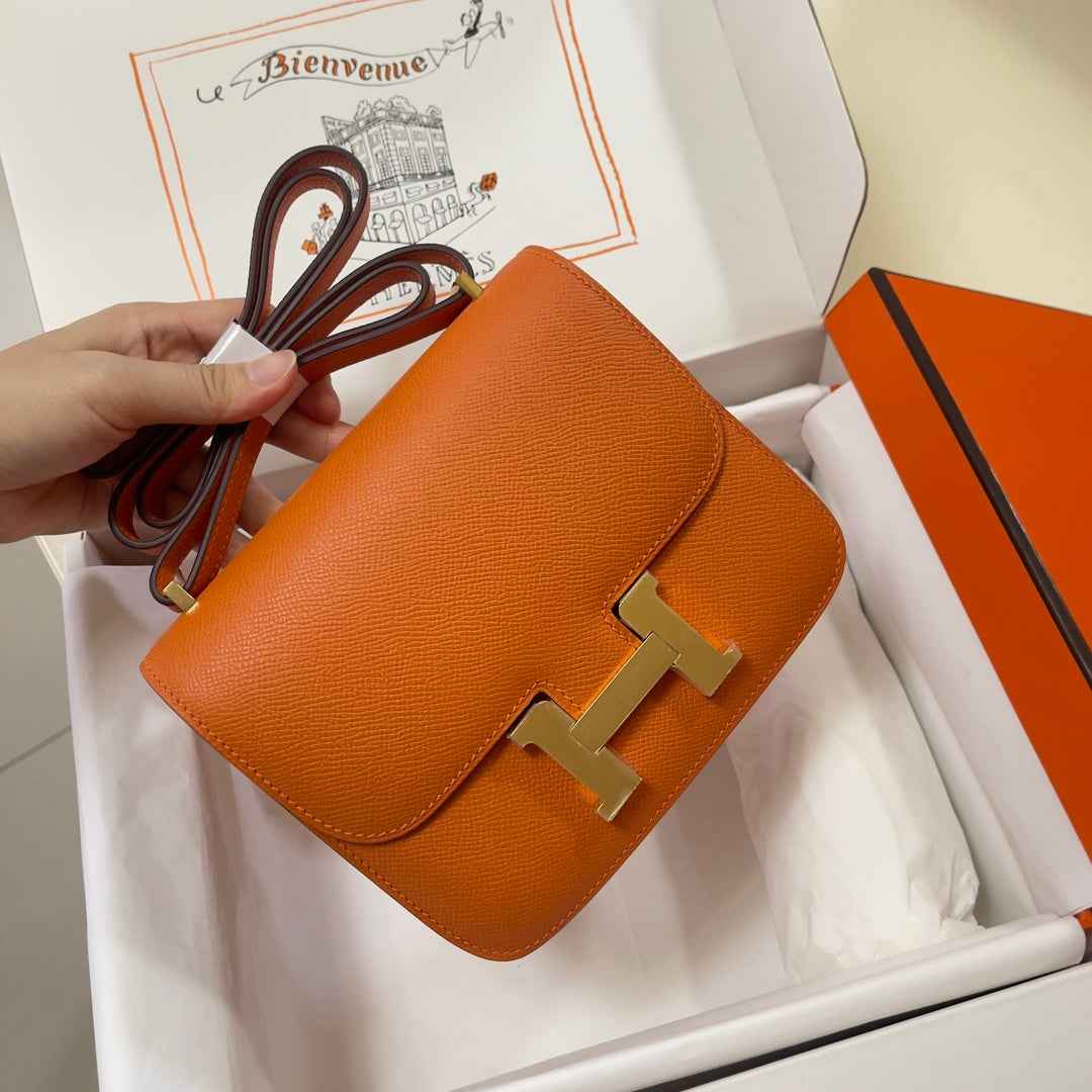 Hermes Constance Bag Epsom Orange Leather Gold H2546