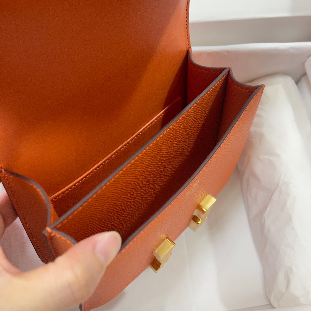 Hermes Constance Bag Epsom Orange Leather Gold H2546