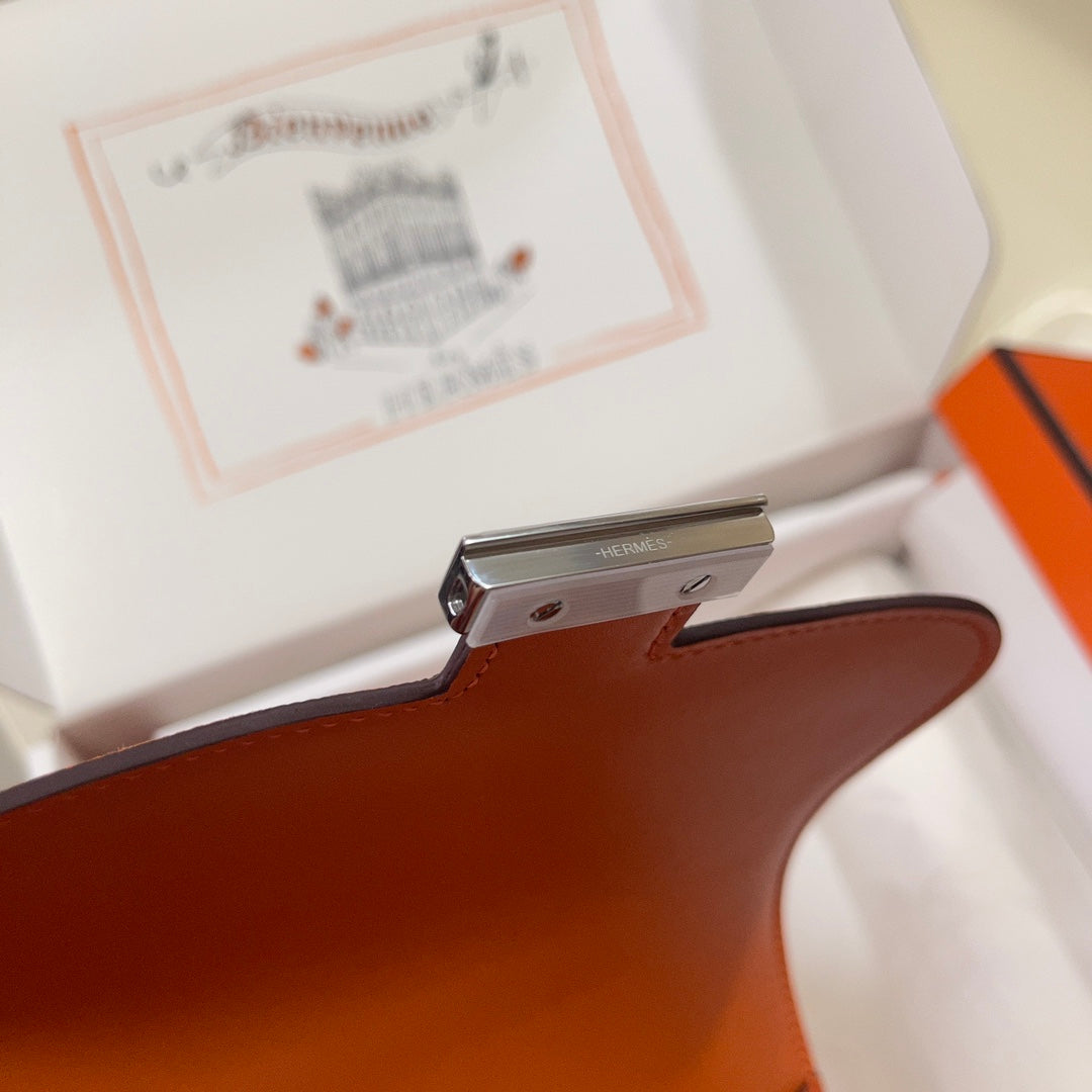 Hermes Constance Bag Epsom Orange Leather Silver H2547