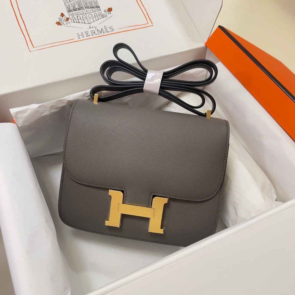 Hermes Constance Bag Epsom Dark Gray Leather Gold H2548