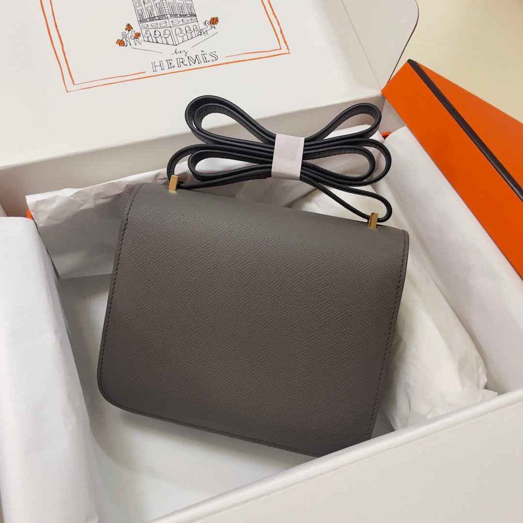 Hermes Constance Bag Epsom Dark Gray Leather Gold H2548