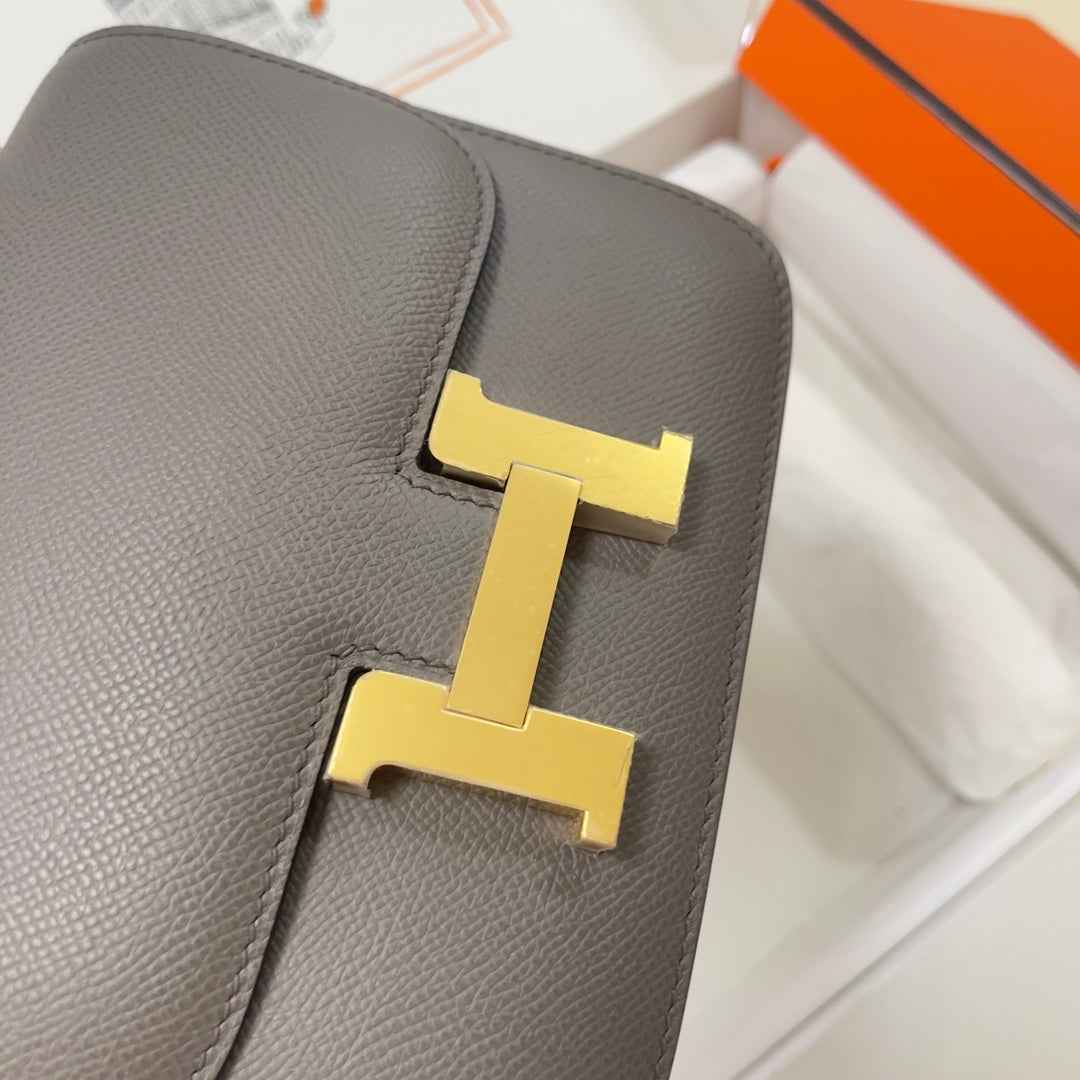 Hermes Constance Bag Epsom Dark Gray Leather Gold H2548