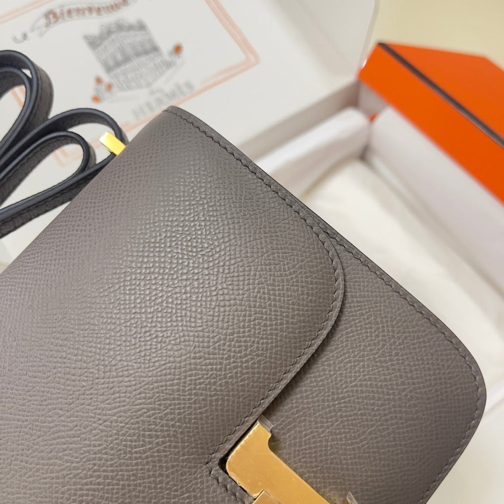 Hermes Constance Bag Epsom Dark Gray Leather Gold H2548