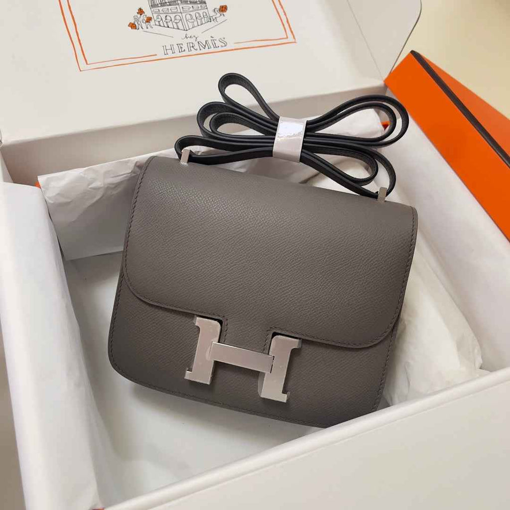 Hermes Constance Bag Epsom Dark Gray Leather Silver H2549
