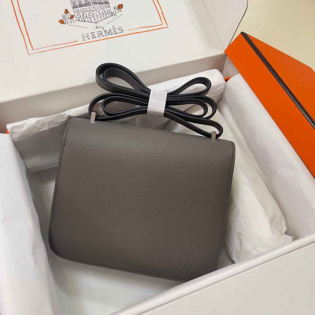 Hermes Constance Bag Epsom Dark Gray Leather Silver H2549