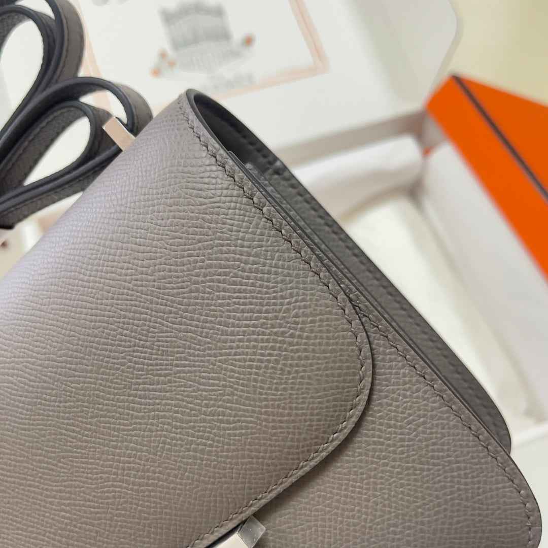 Hermes Constance Bag Epsom Dark Gray Leather Silver H2549